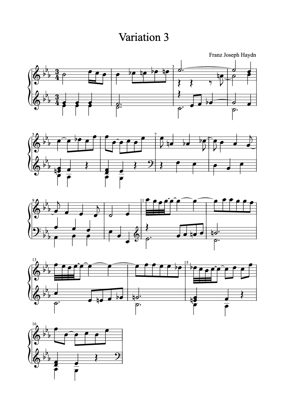 Sheet music preview for Variation 3