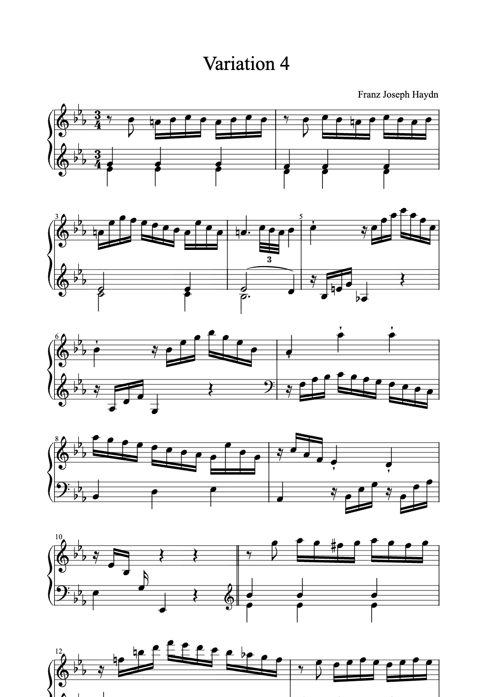Sheet music preview for Variation 4