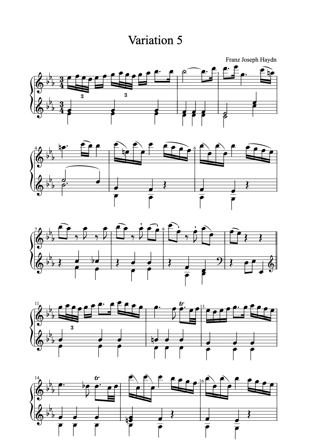 Sheet music preview for Variation 5