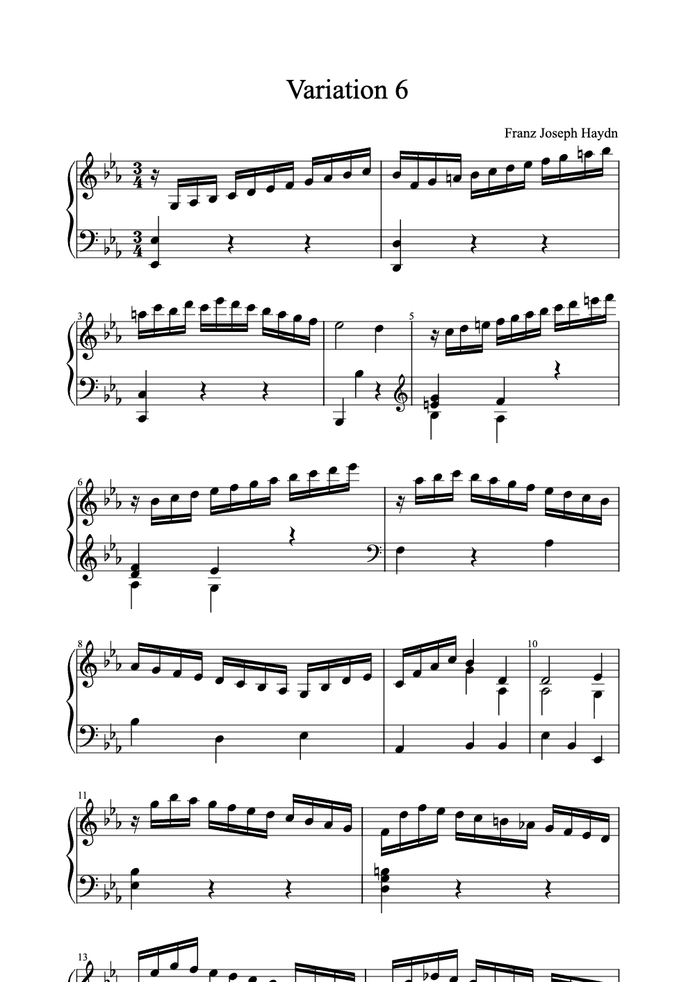 Sheet music preview for Variation 6