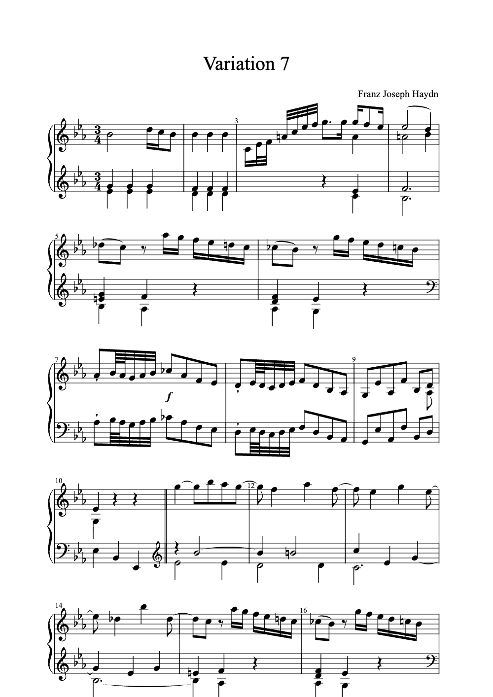 Sheet music preview for Variation 7