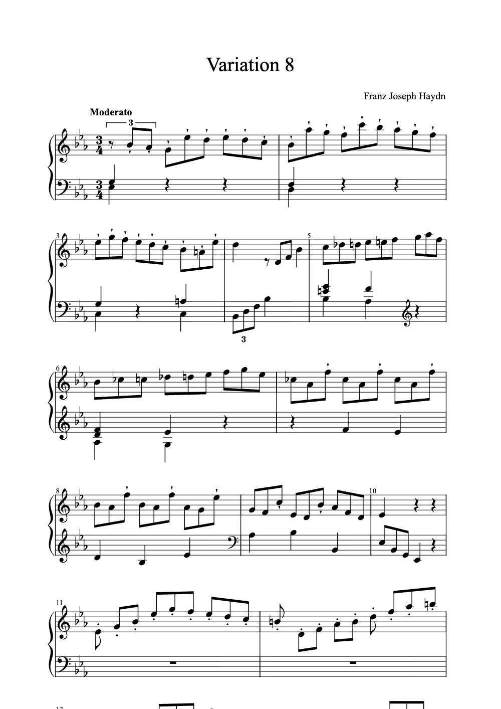 Sheet music preview for Variation 8
