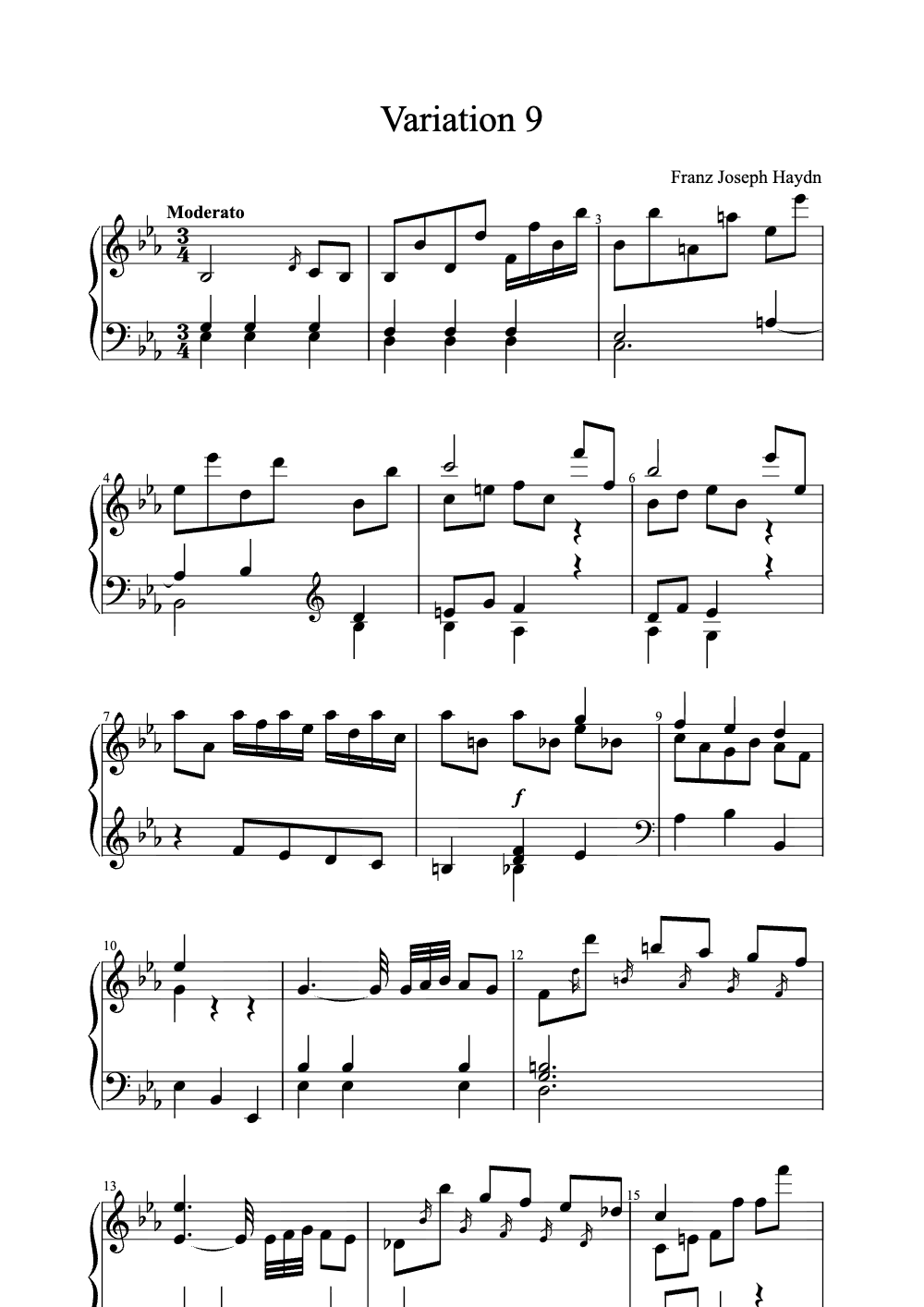 Sheet music preview for Variation 9