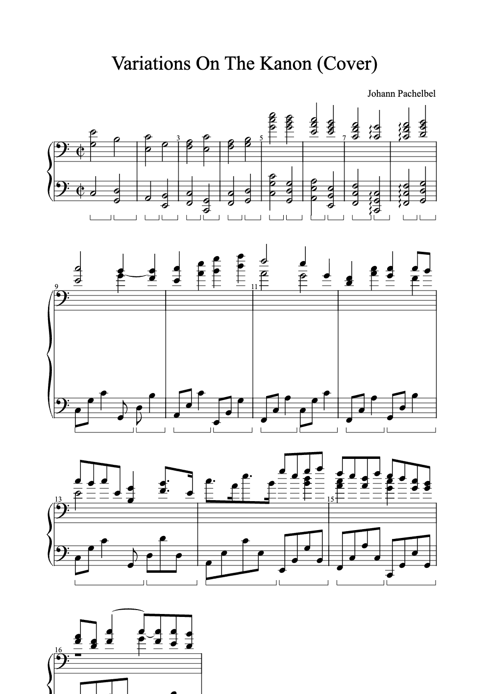 Sheet music preview for Variations on the Kanon