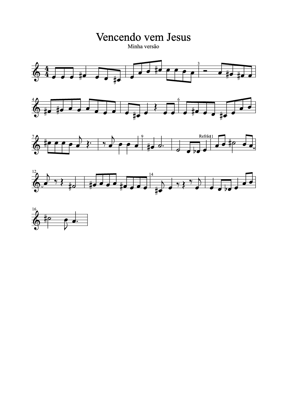 Sheet music preview for Vencendo Vem Jesus