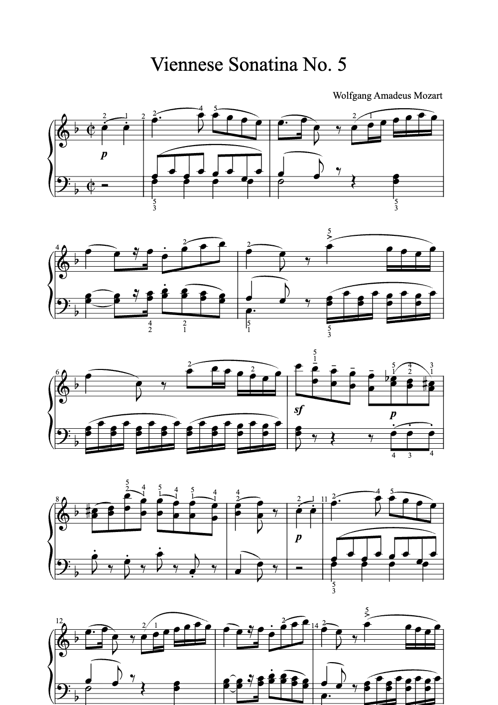 Sheet music preview for Viennese Sonatina No. 5