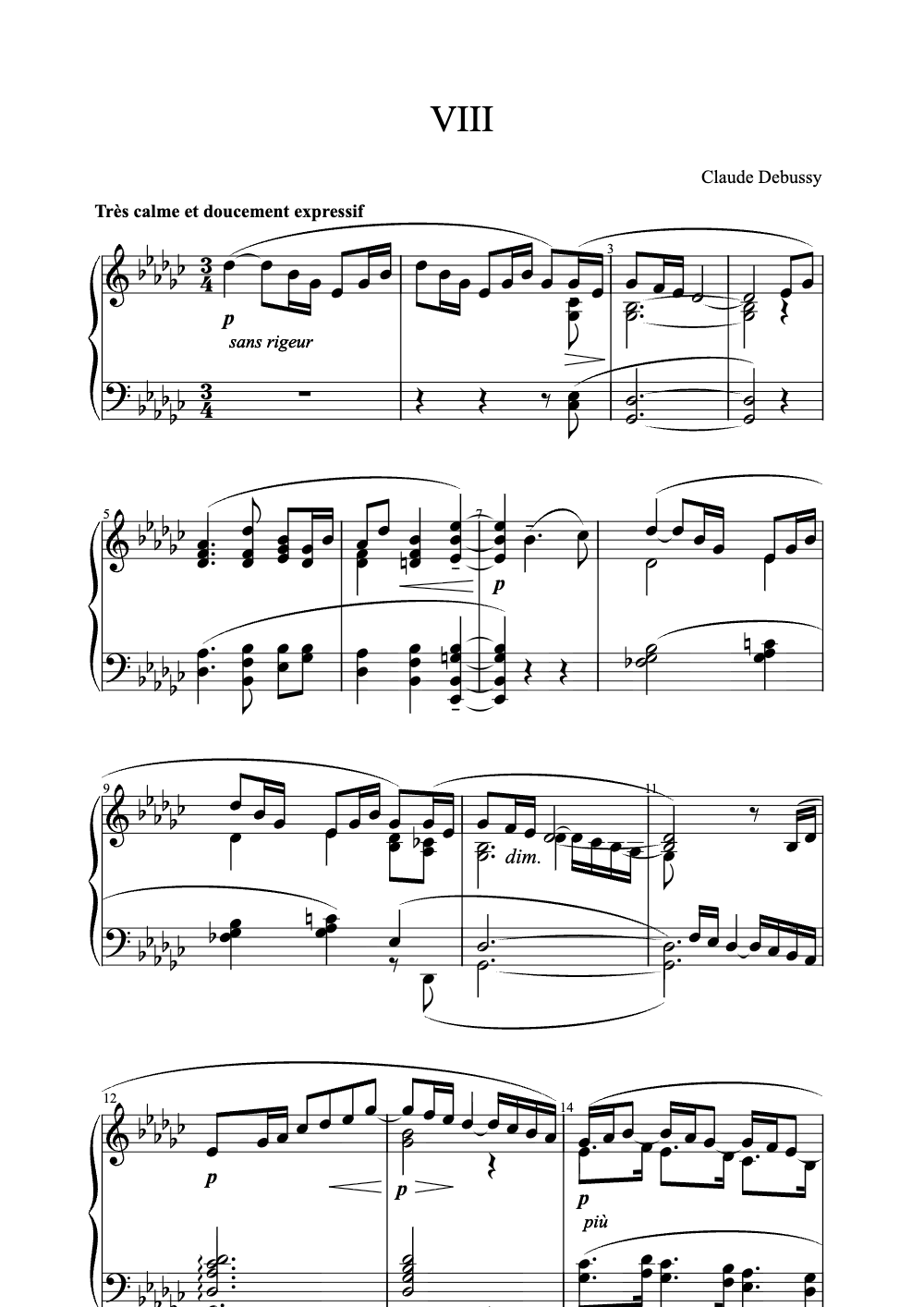 Sheet music preview for VIII