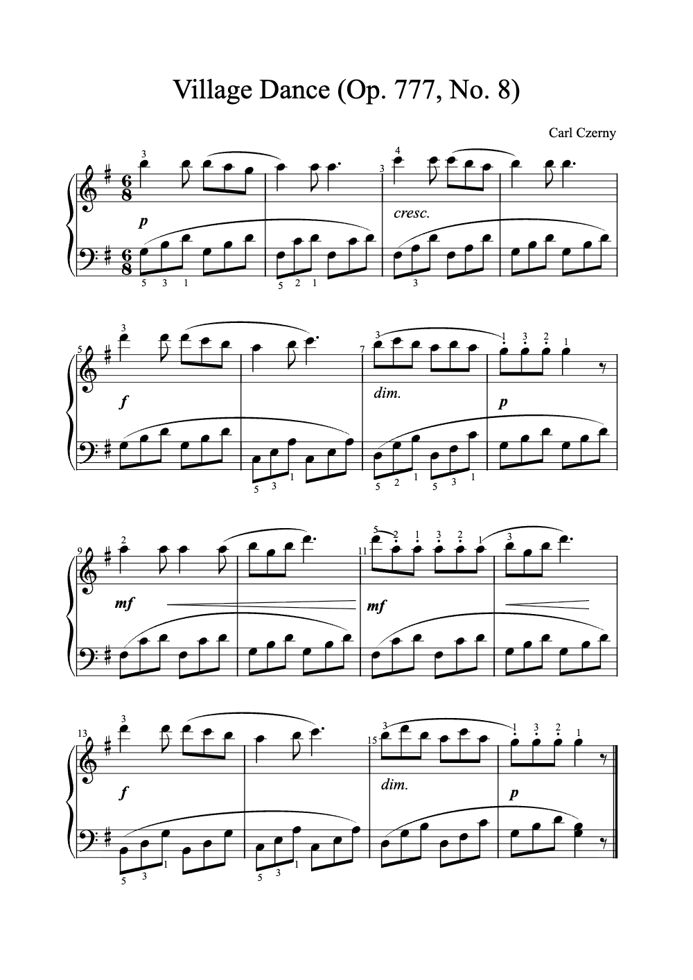 Sheet music preview for Village Dance