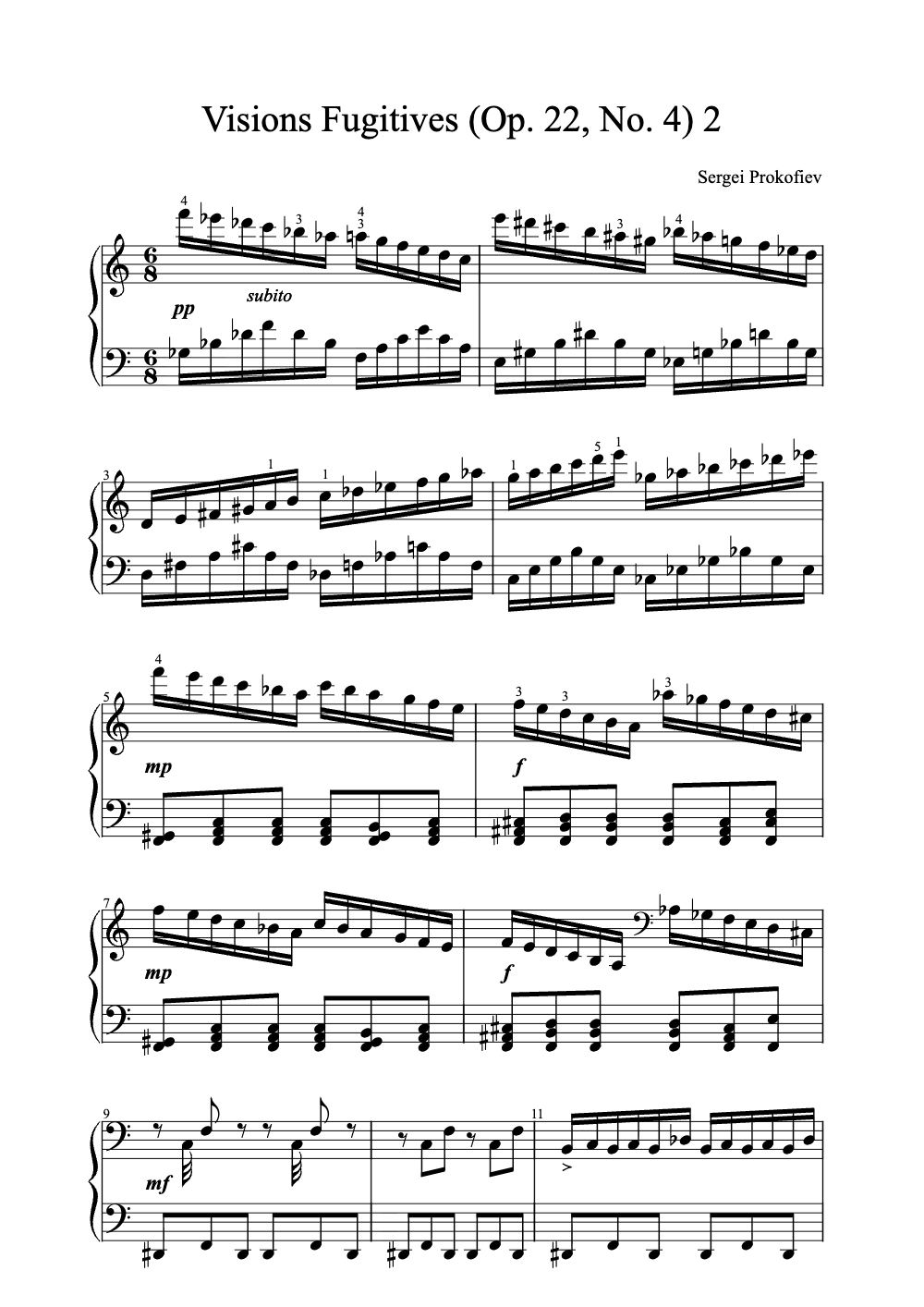 Sheet music preview for Visions Fugitives (Op. 22, No. 4)