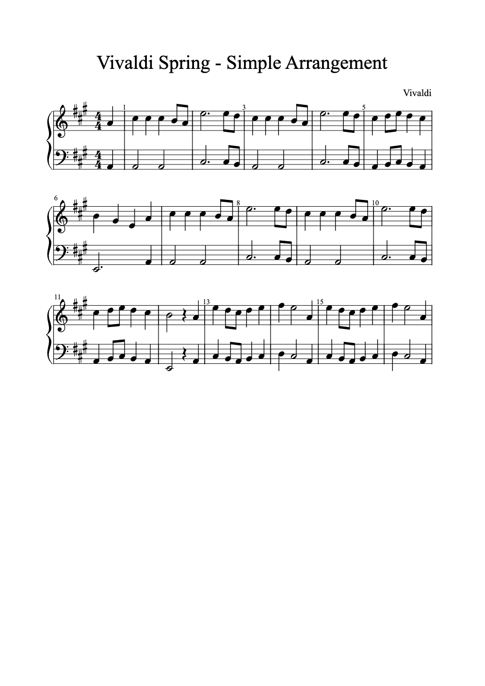 Sheet music preview for Spring