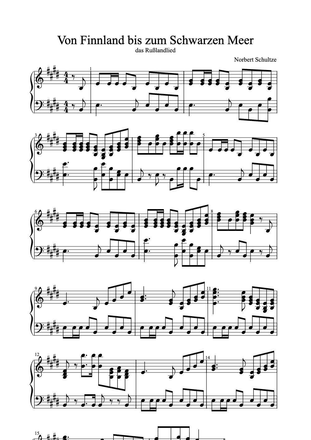 Sheet music preview for Von Finnland Bis Zum Schwarzen Meer