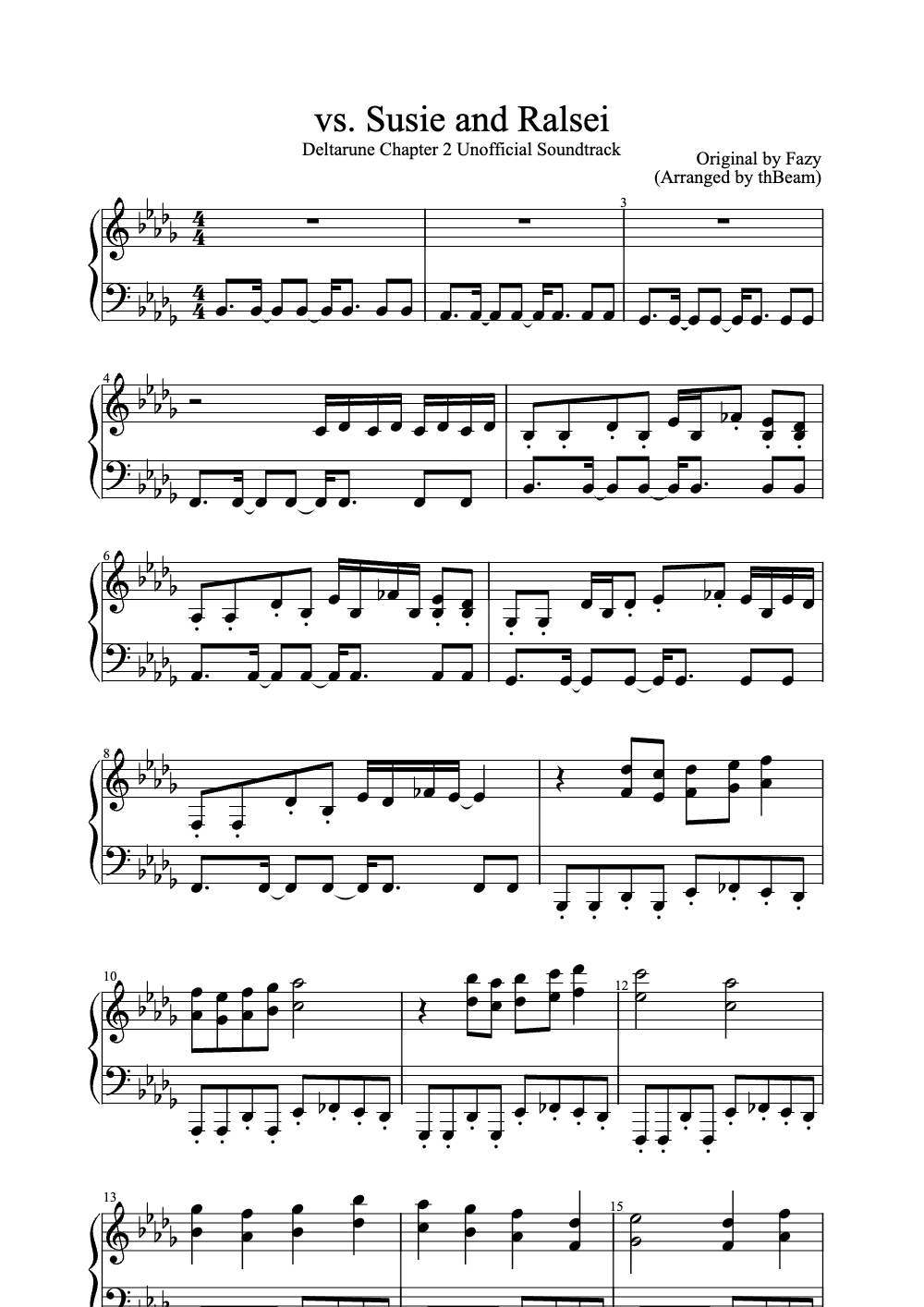 Sheet music preview for Vs. Susie and Ralsei