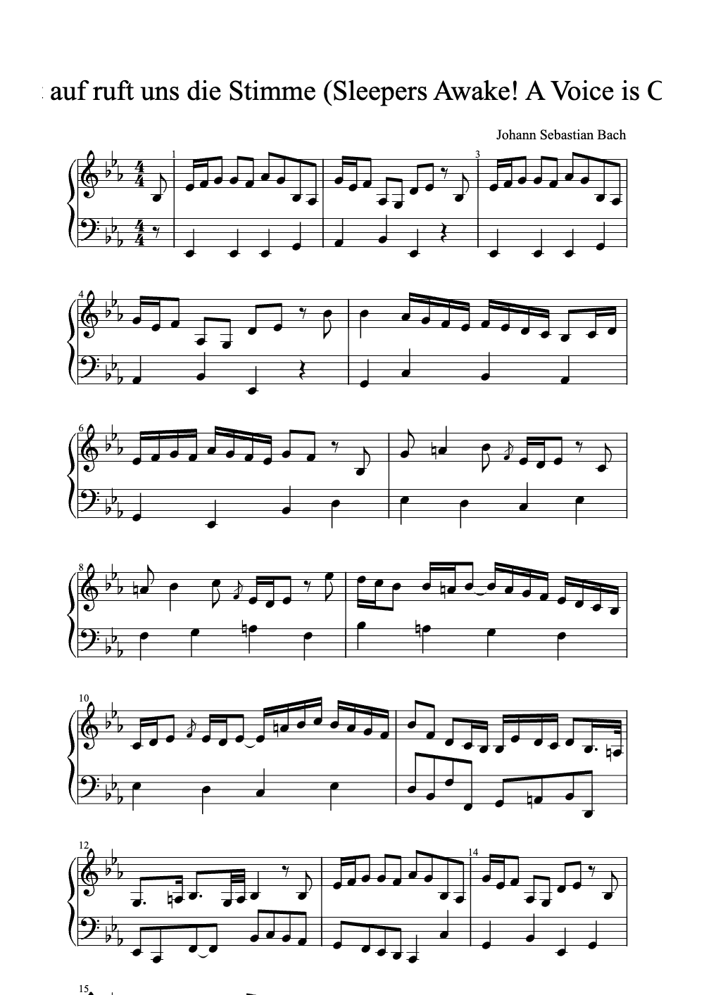 Sheet music preview for Wachet Auf, Ruft Uns Die Stimme