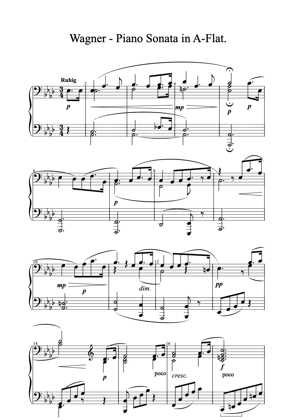 Sheet music preview for Piano Sonata in A-Flat