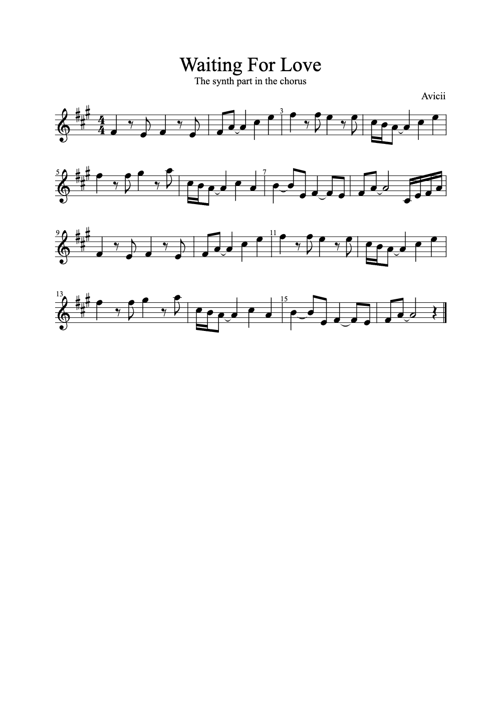 Sheet music preview for Waiting for Love