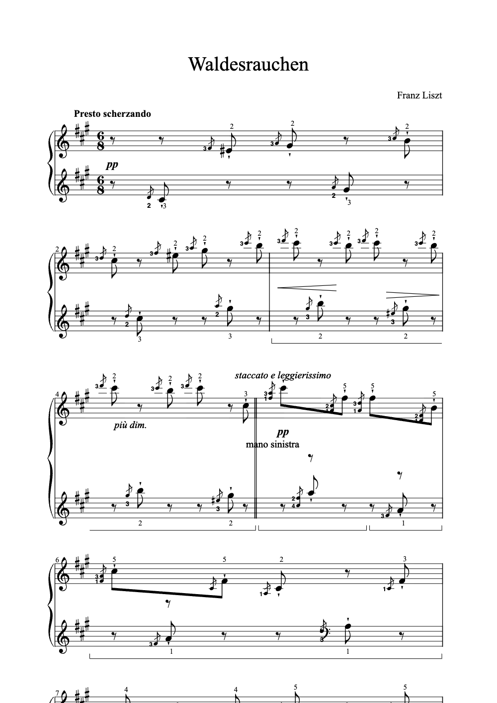 Sheet music preview for Waldesrauchen