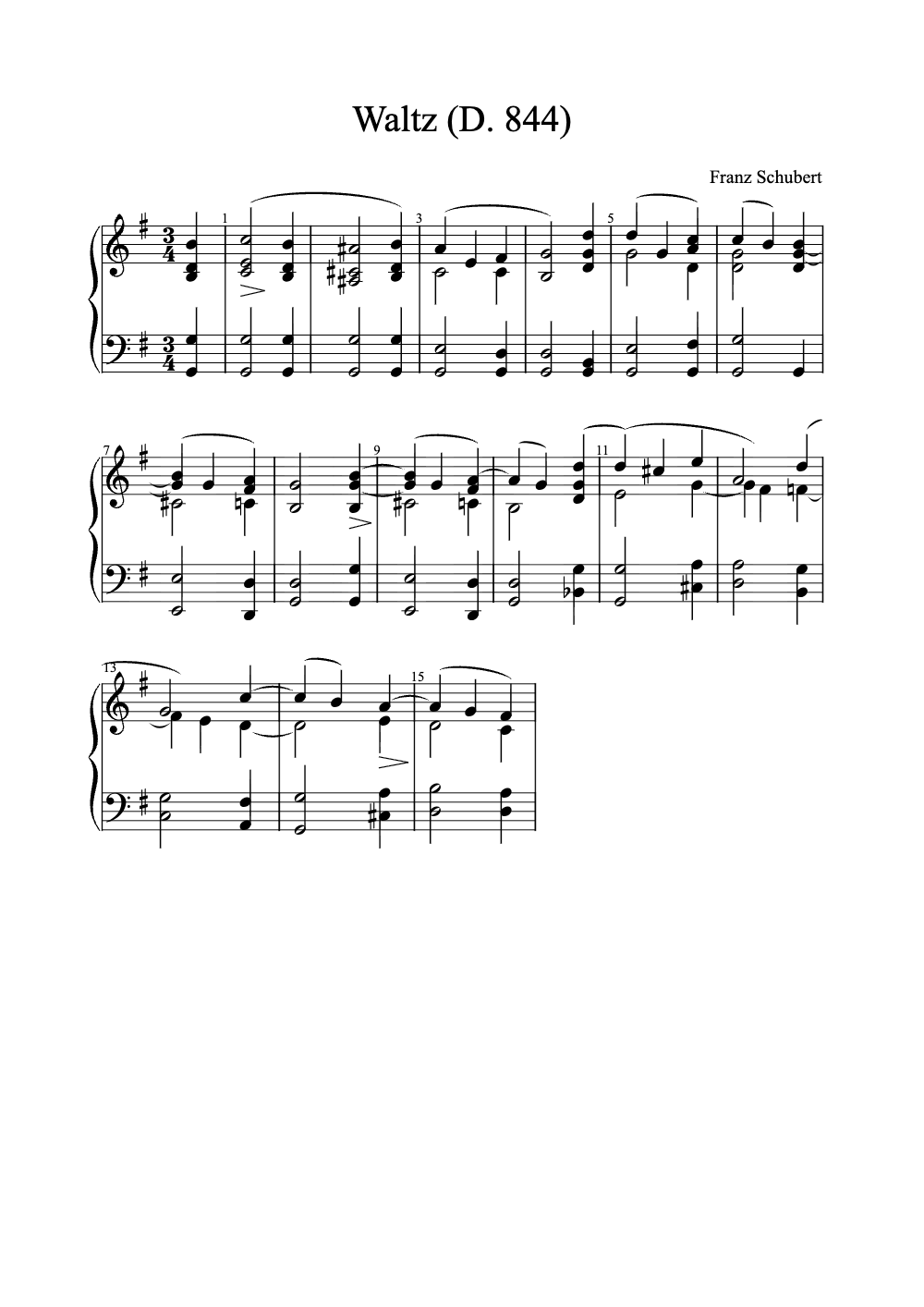 Sheet music preview for Waltz (D. 844)