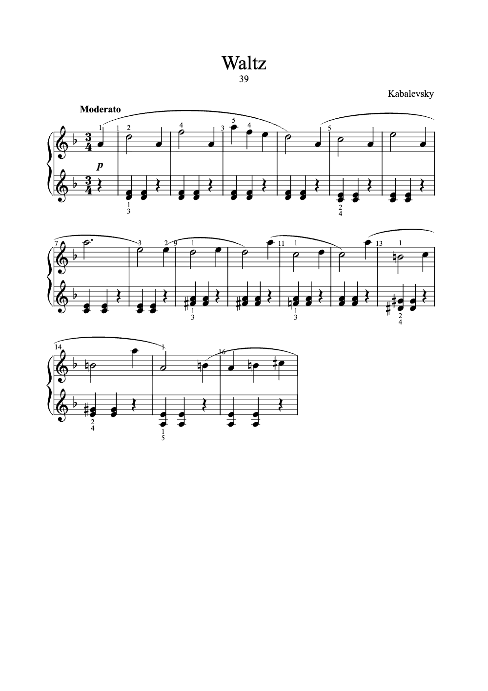 Sheet music preview for Waltz