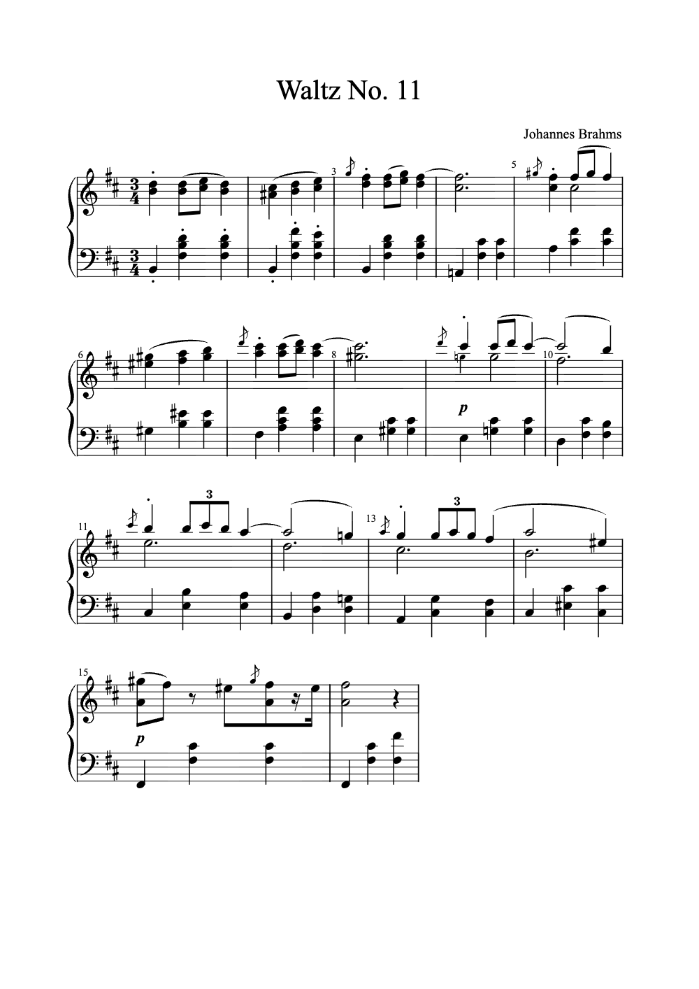 Sheet music preview for Waltz No. 11