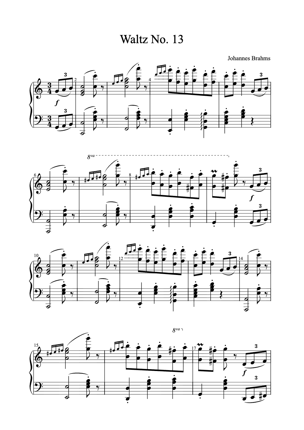 Sheet music preview for Waltz No. 13
