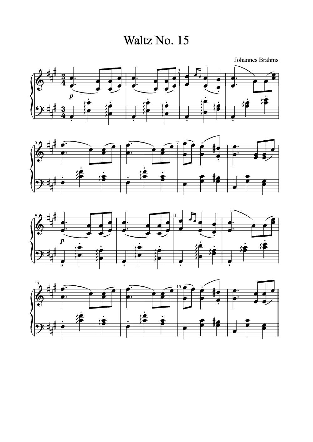 Sheet music preview for Waltz No. 15