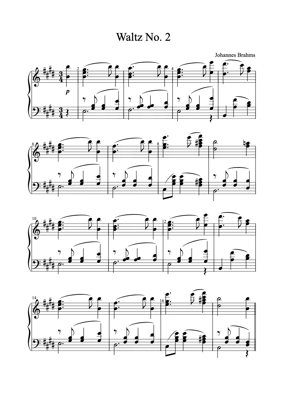 Sheet music preview for Waltz No. 2