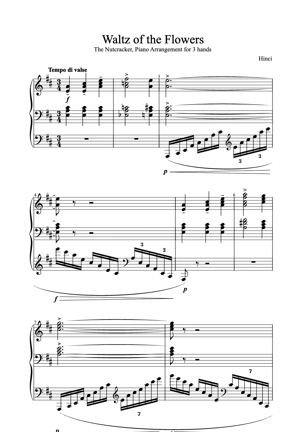 Sheet music preview for Waltz of the Flowers
