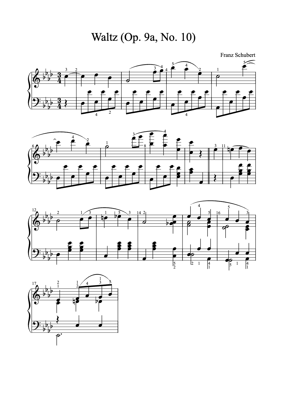 Sheet music preview for Waltz (Op. 9a, No. 10)