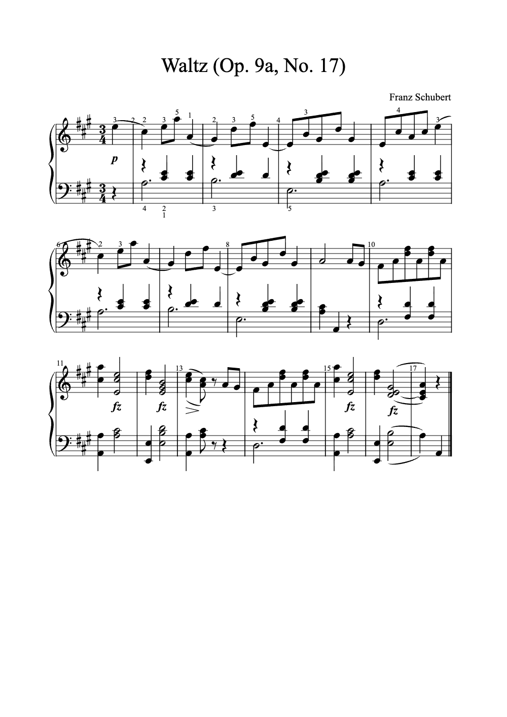 Sheet music preview for Waltz (Op. 9a, No. 17)