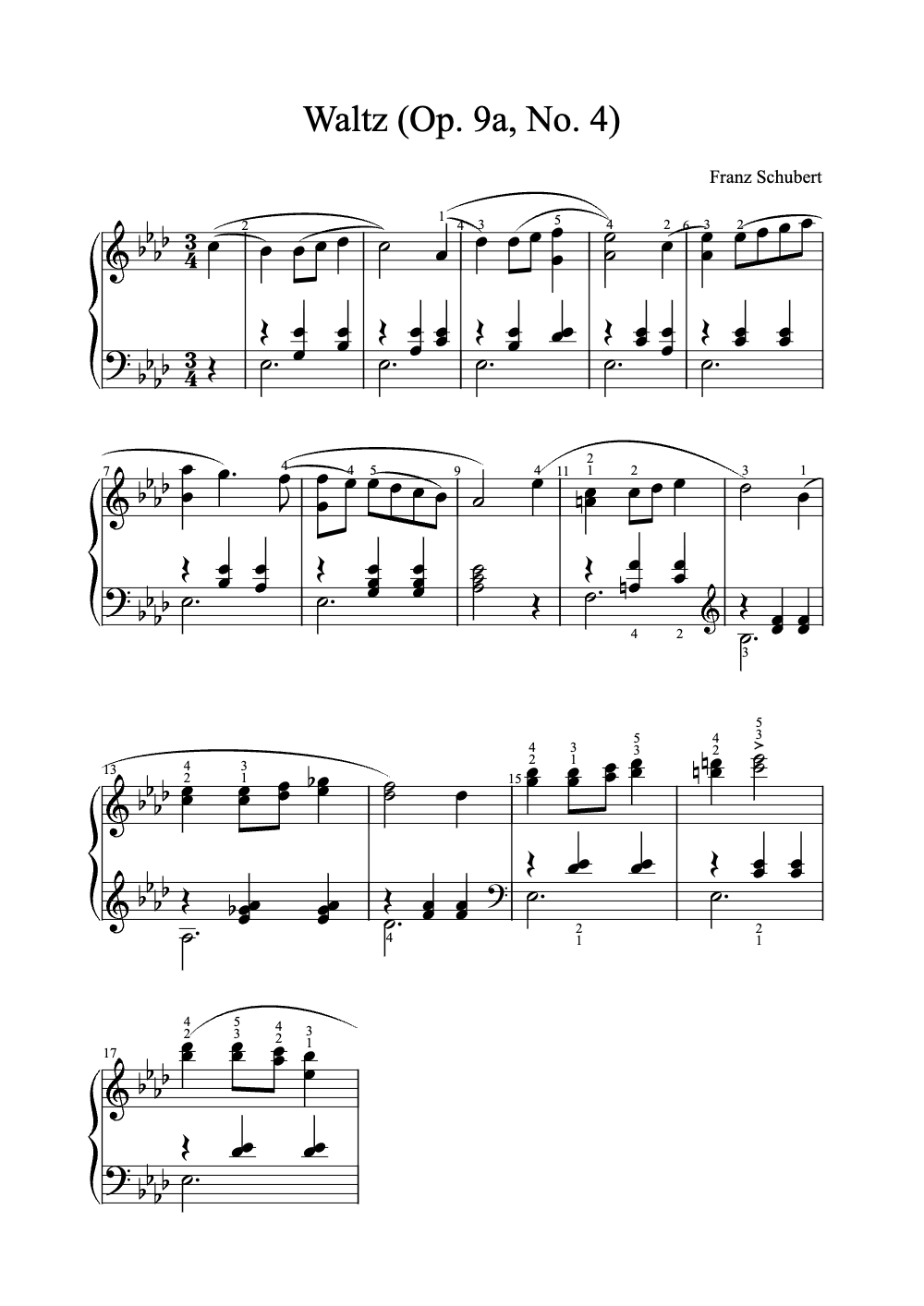 Sheet music preview for Waltz (Op. 9a, No. 4)