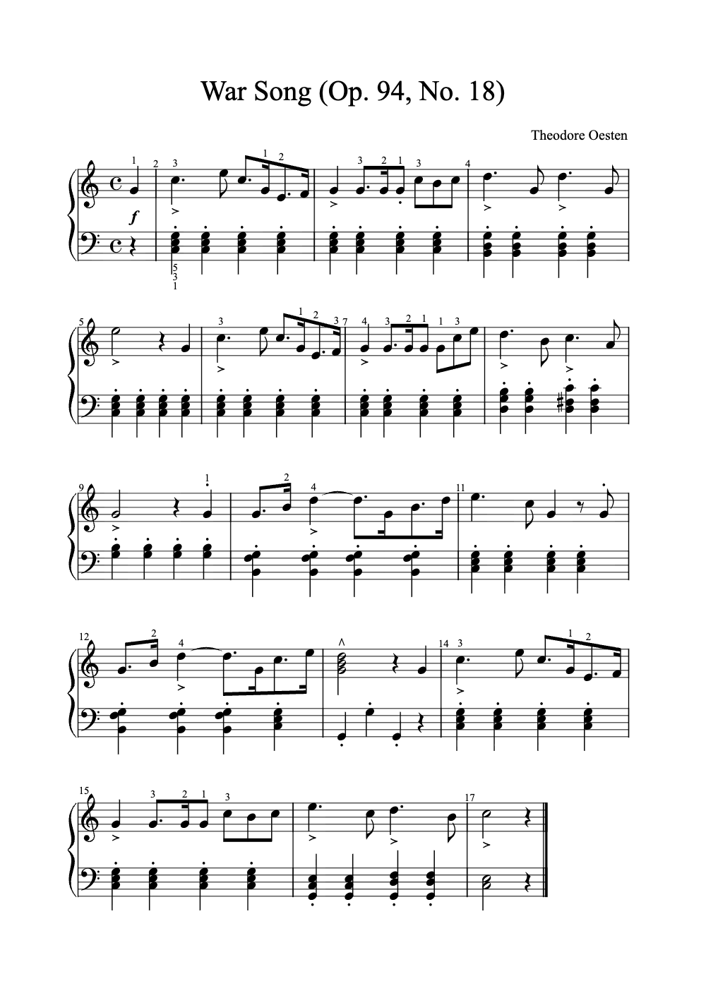 Sheet music preview for War Song