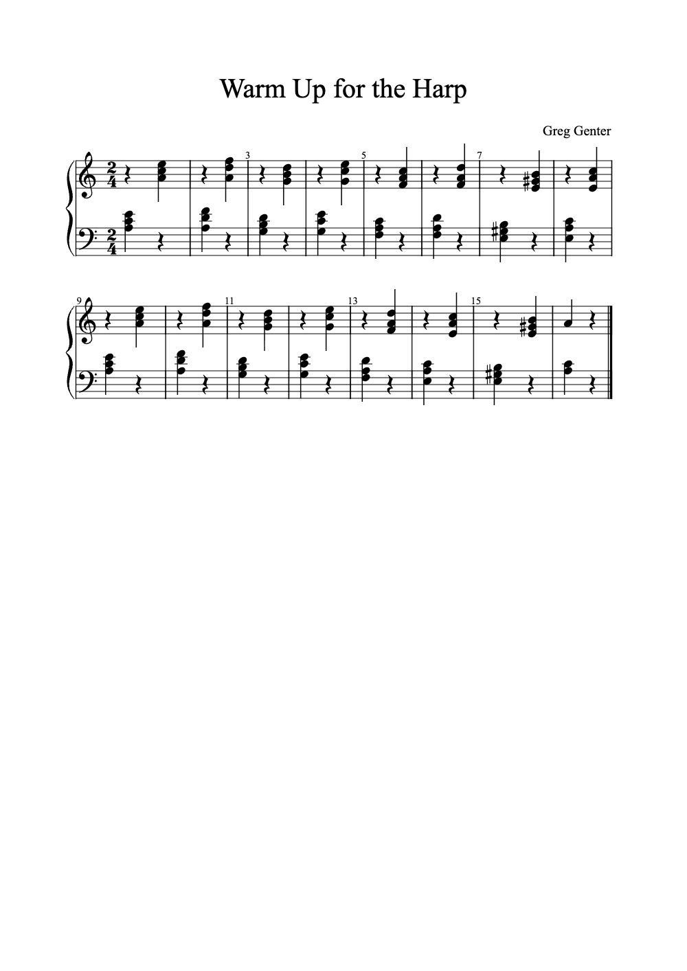 Sheet music preview for Warm Up for the Harp