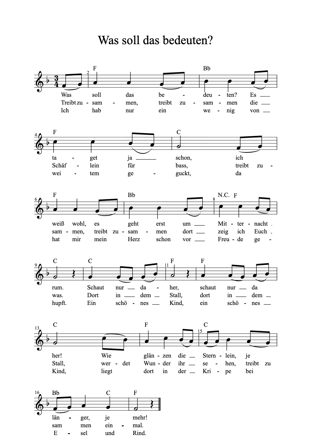 Sheet music preview for Was Soll Das Bedeuten?