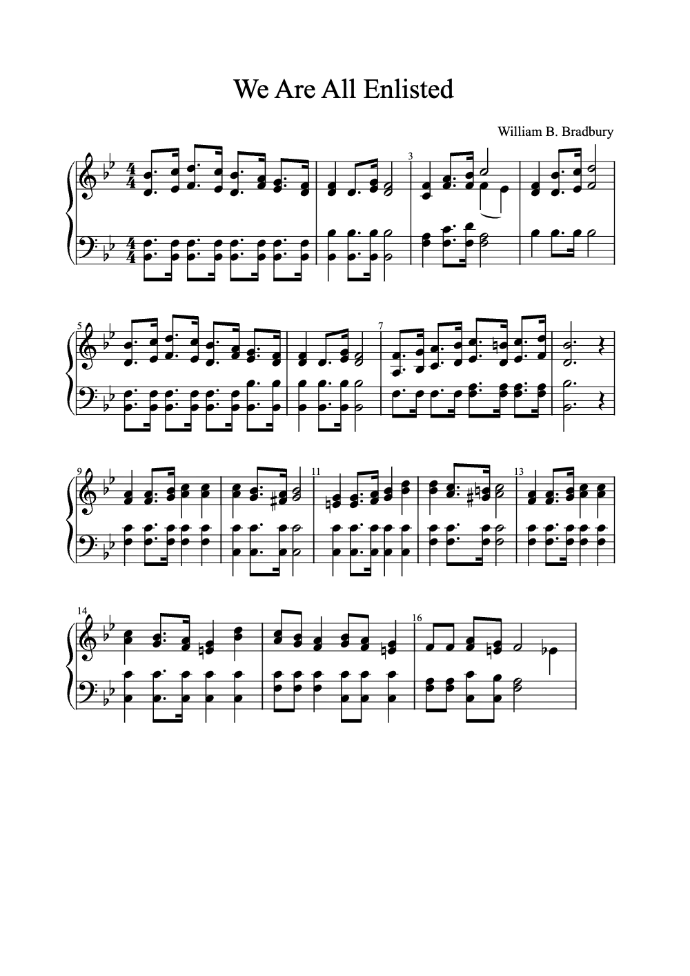 Sheet music preview for We Are All Enlisted