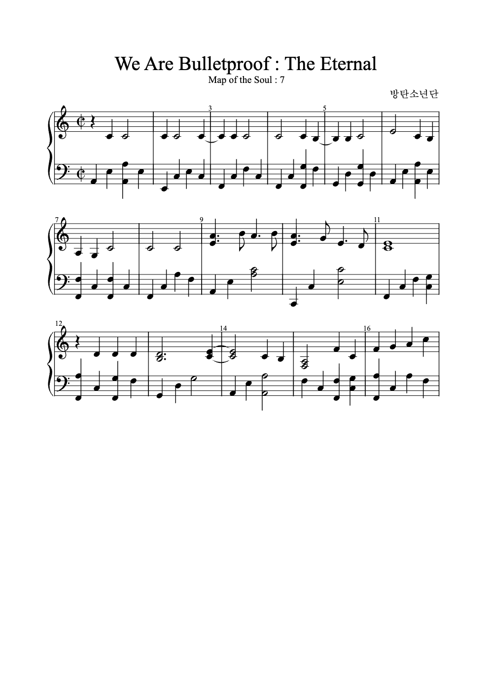 Sheet music preview for We Are Bulletproof: The Eternal