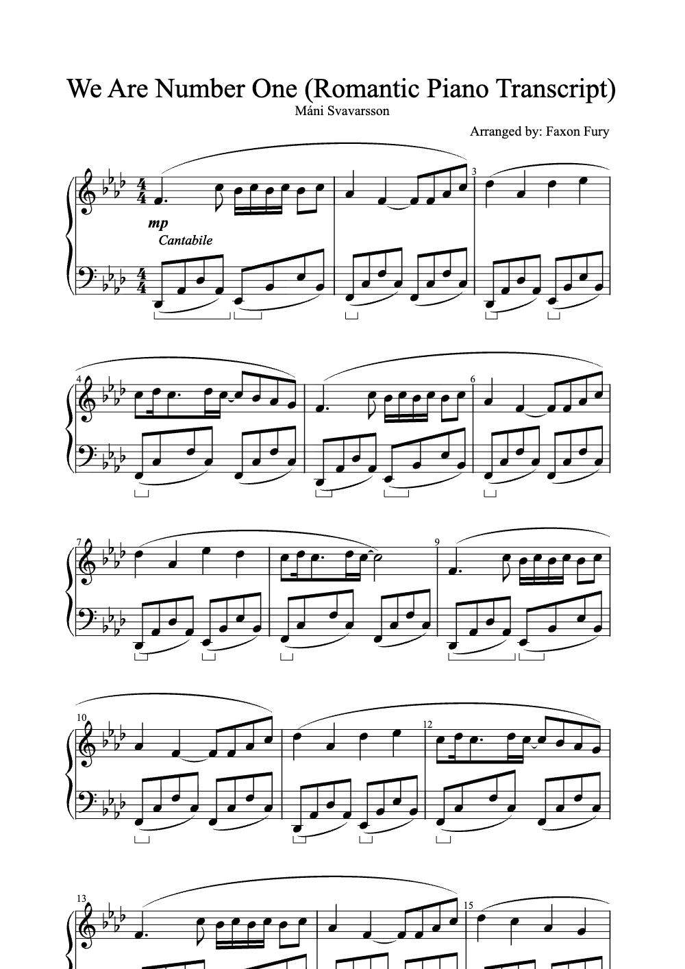 Sheet music preview for We Are Number One