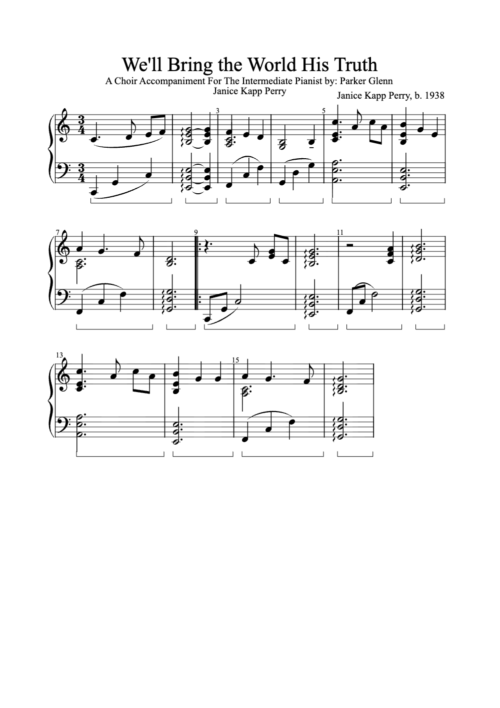 Sheet music preview for We'll Bring the World His Truth