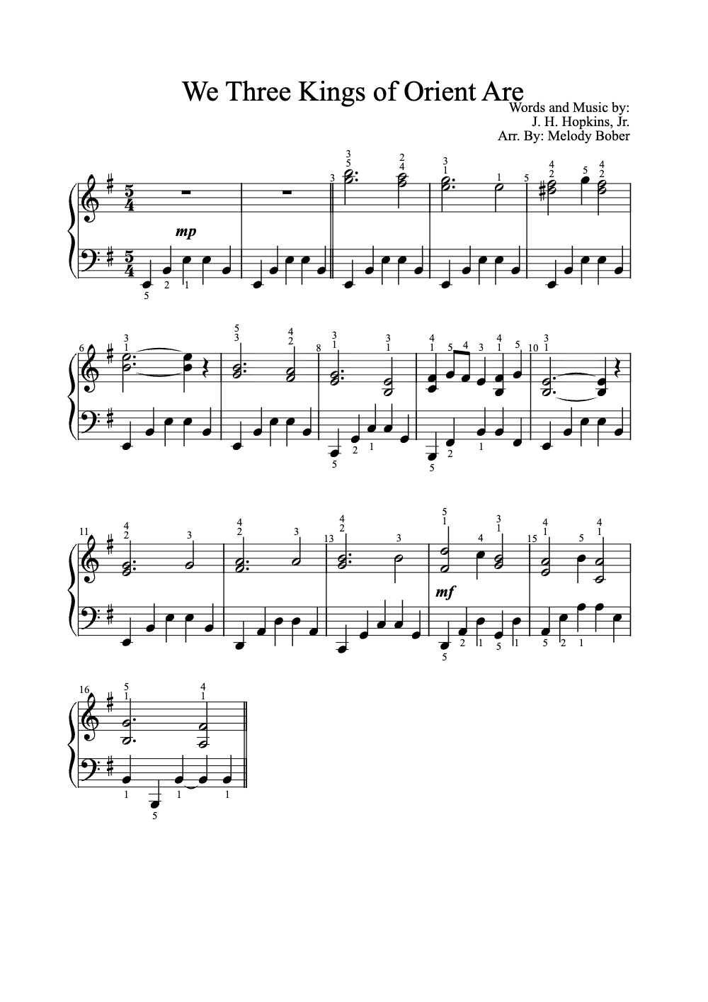 Sheet music preview for We Three Kings of Orient Are