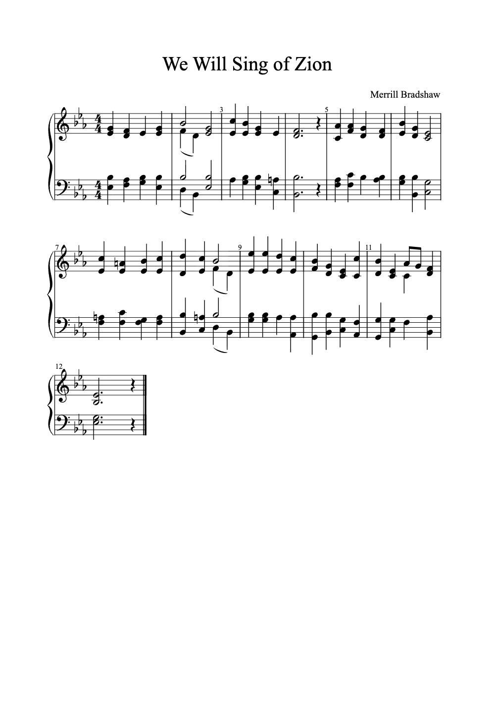 Sheet music preview for We Will Sing of Zion