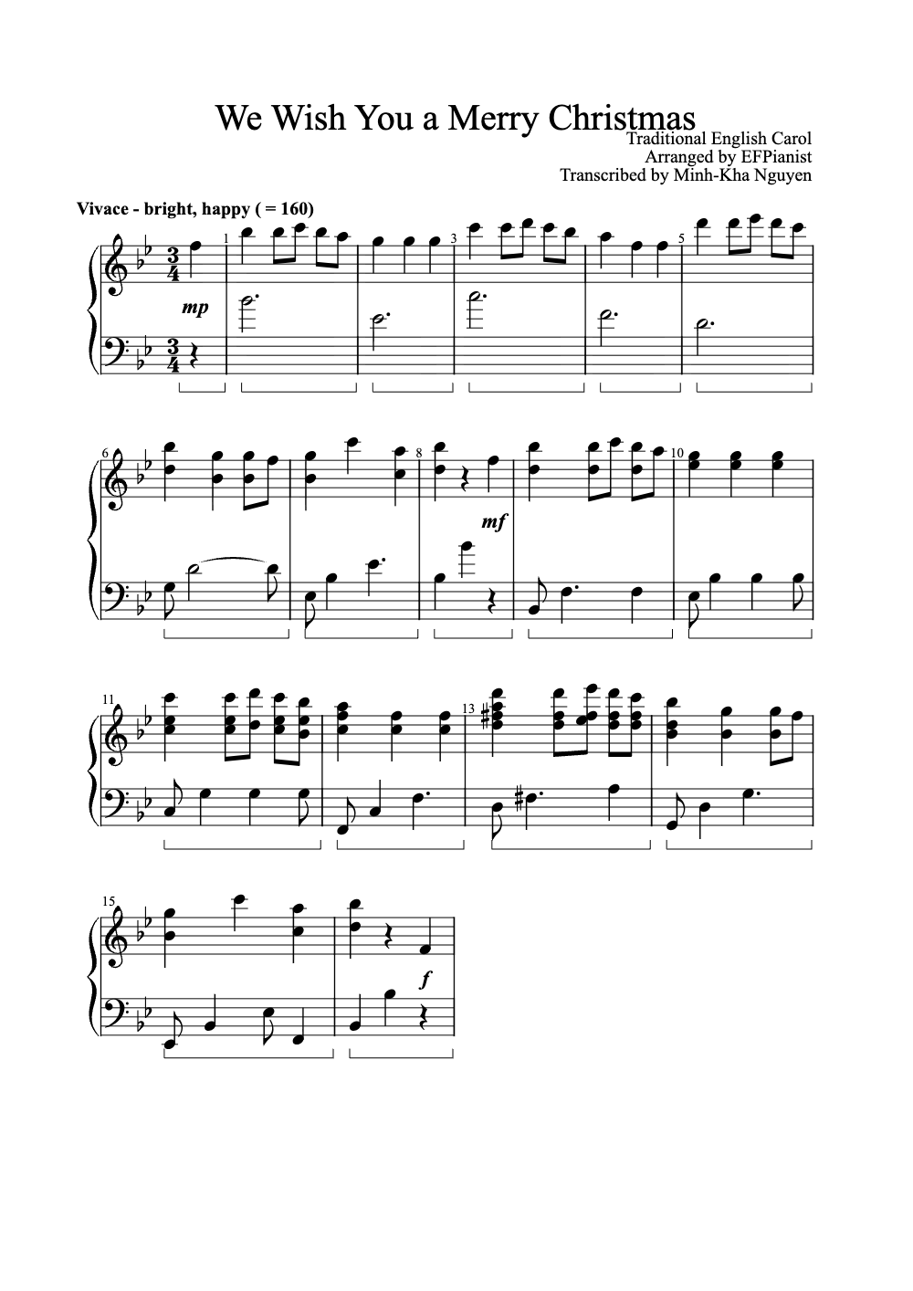 Sheet music preview for We Wish You a Merry Christmas