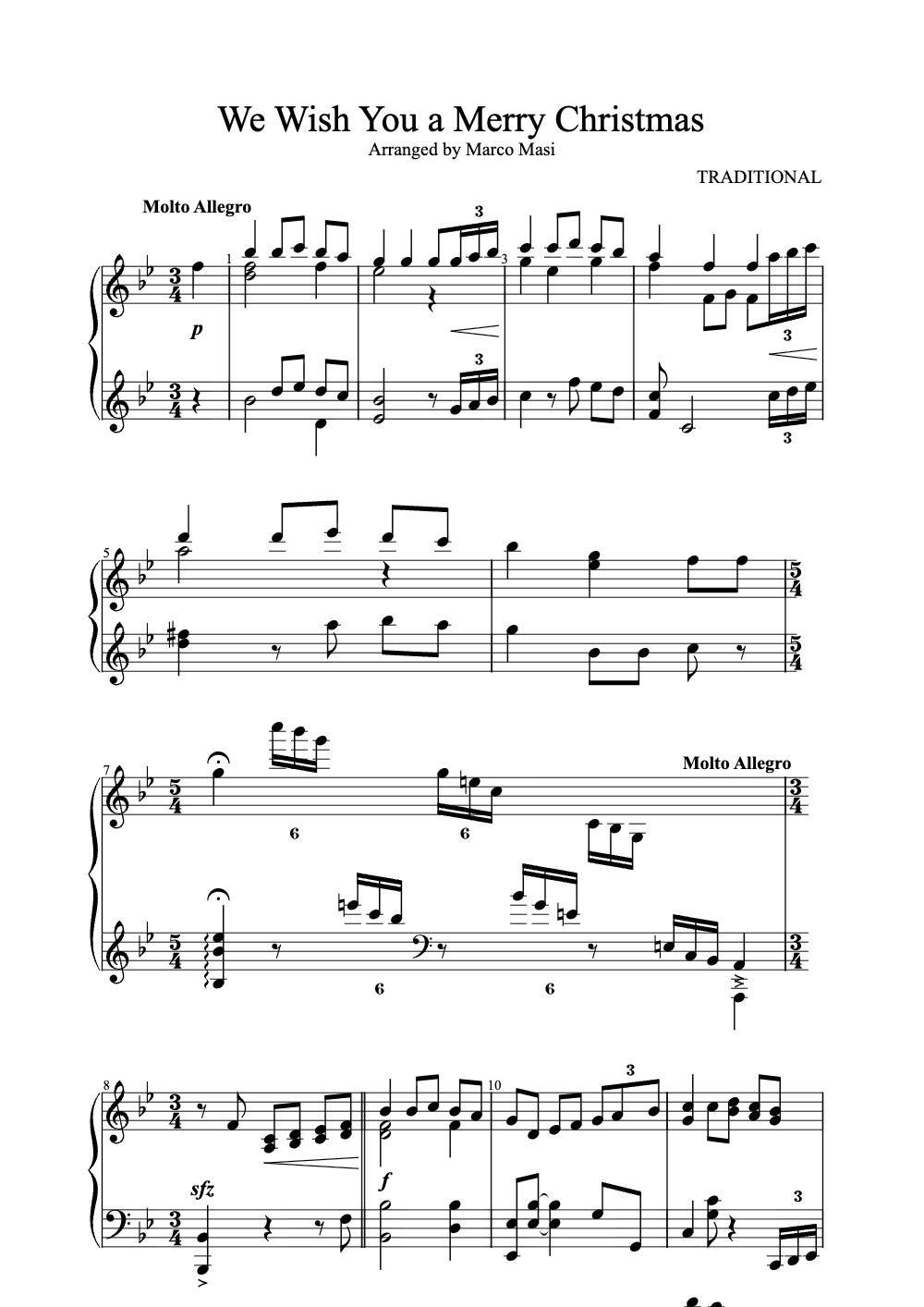 Sheet music preview for We Wish You a Merry Christmas