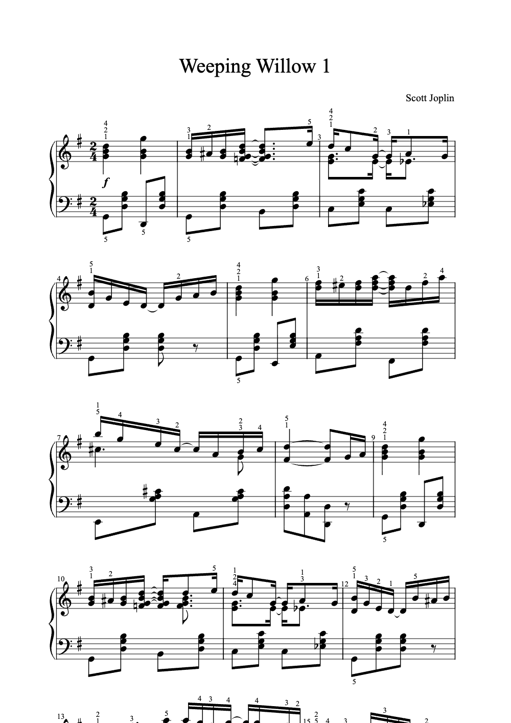 Sheet music preview for Weeping Willow