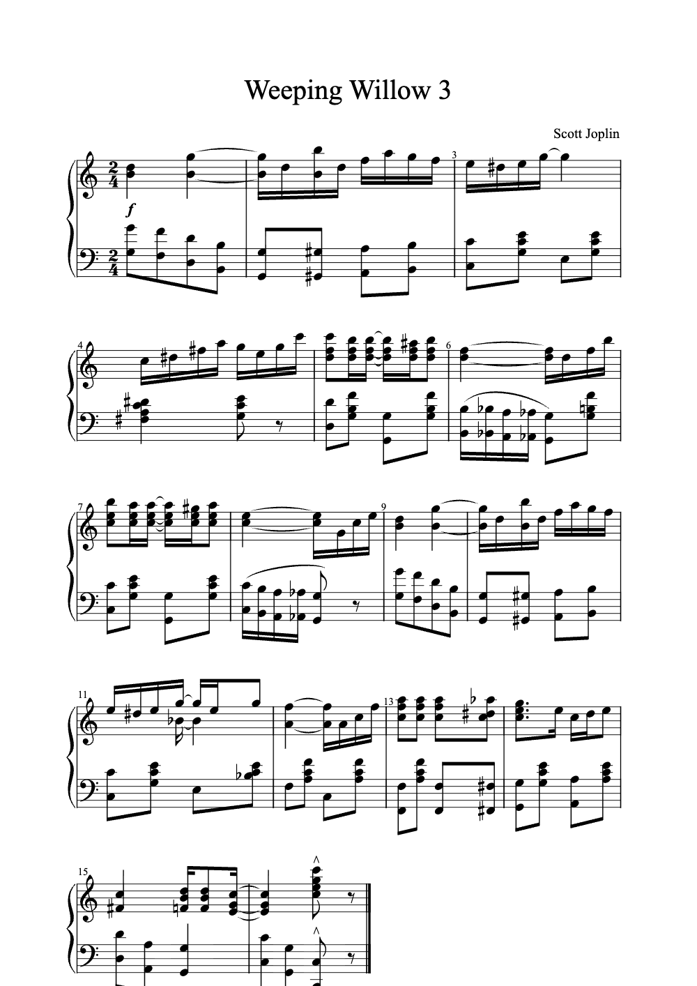 Sheet music preview for Weeping Willow