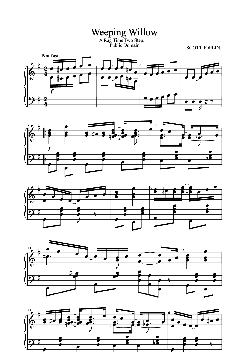 Sheet music preview for Weeping Willow