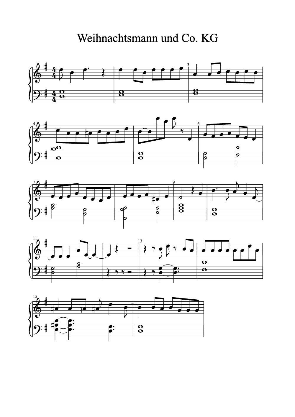 Sheet music preview for Weihnachtsmann und Co. KG