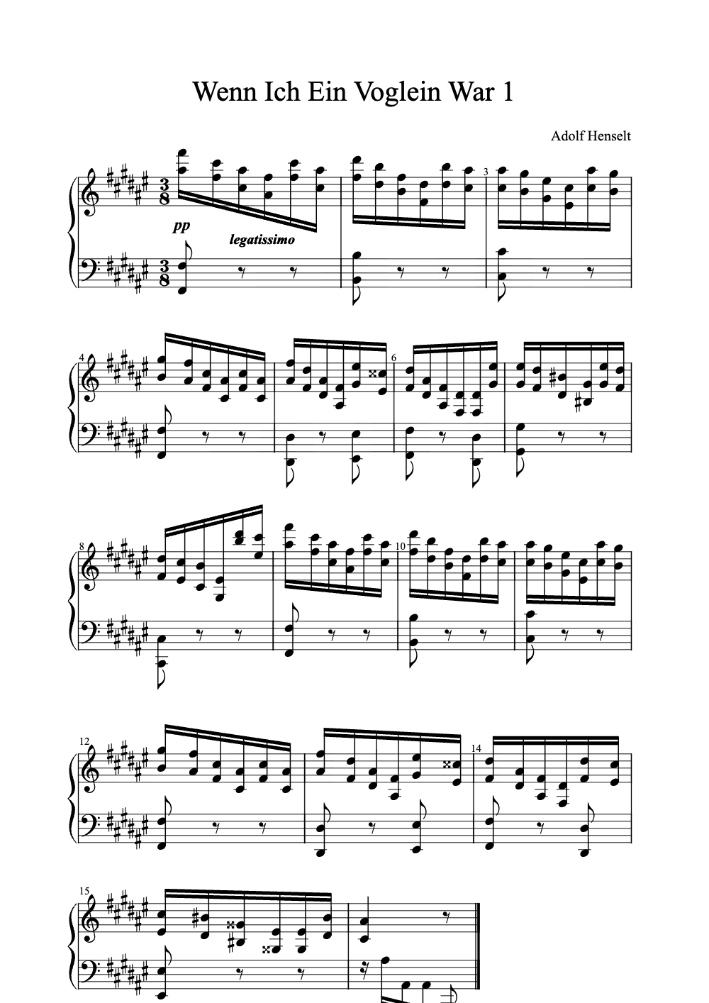 Sheet music preview for Wenn Ich Ein Vöglein War