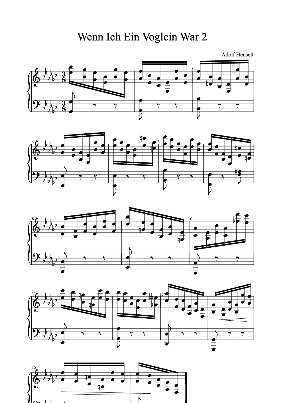 Sheet music preview for Wenn Ich Ein Vögelchen War