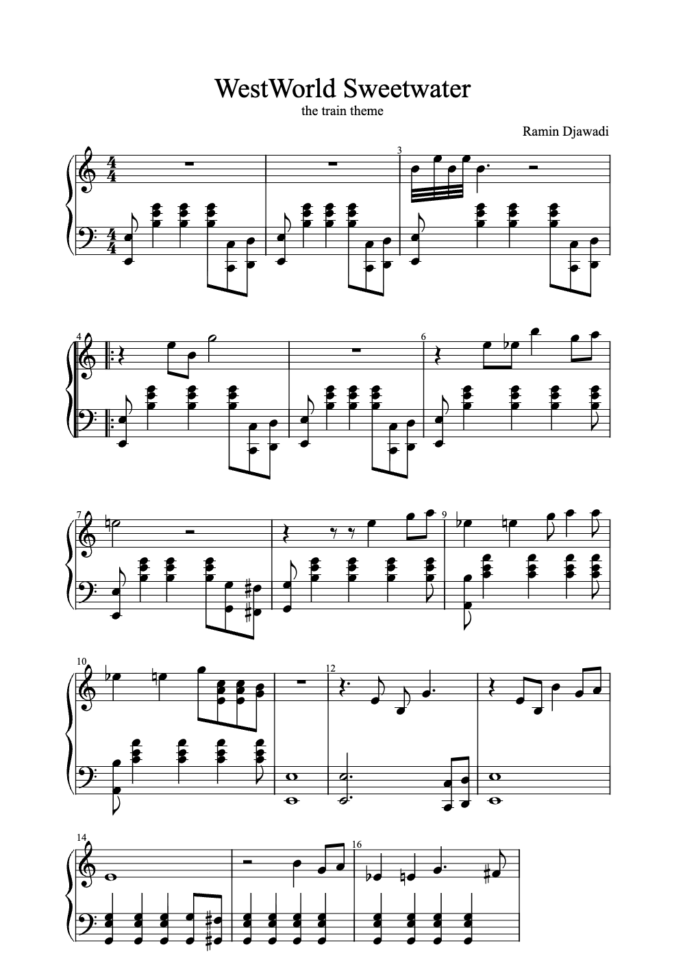 Sheet music preview for Sweetwater