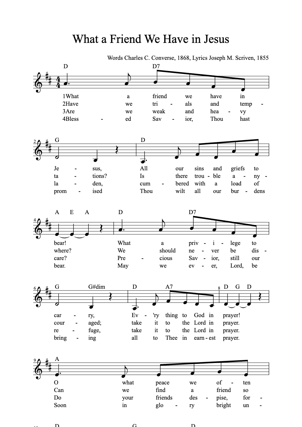 Sheet music preview for What a Friend We Have in Jesus