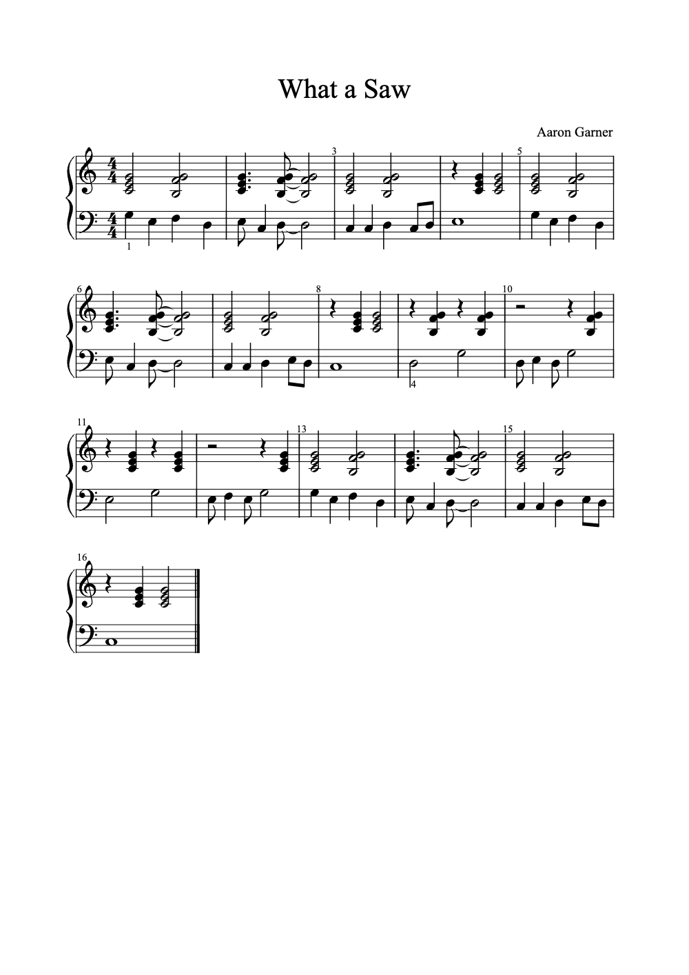 Sheet music preview for What a Saw